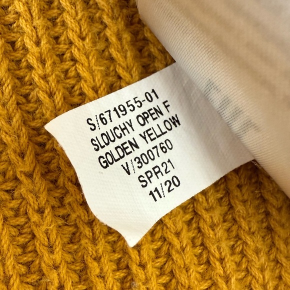 Banana Republic 100% Organic Cotton Slouchy Open Front Cardigan Golden Yellow L - Picture 11 of 13